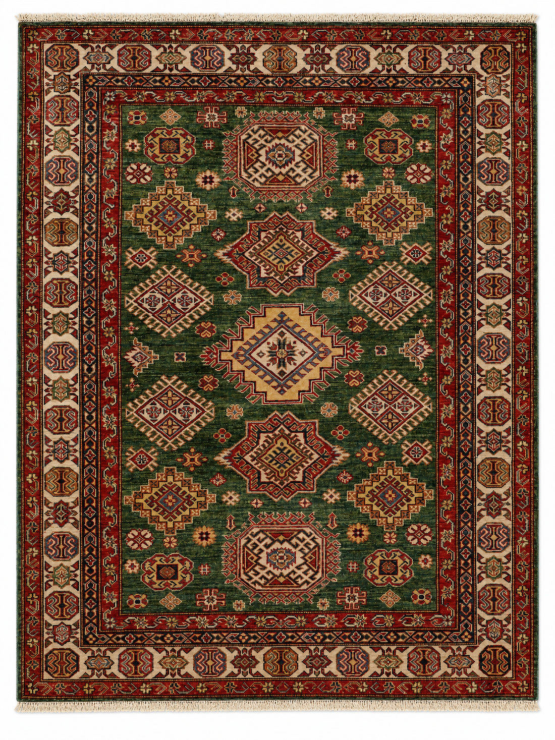 Kazak Astral hand-knotted wool rug, 5 × 6.5 ft