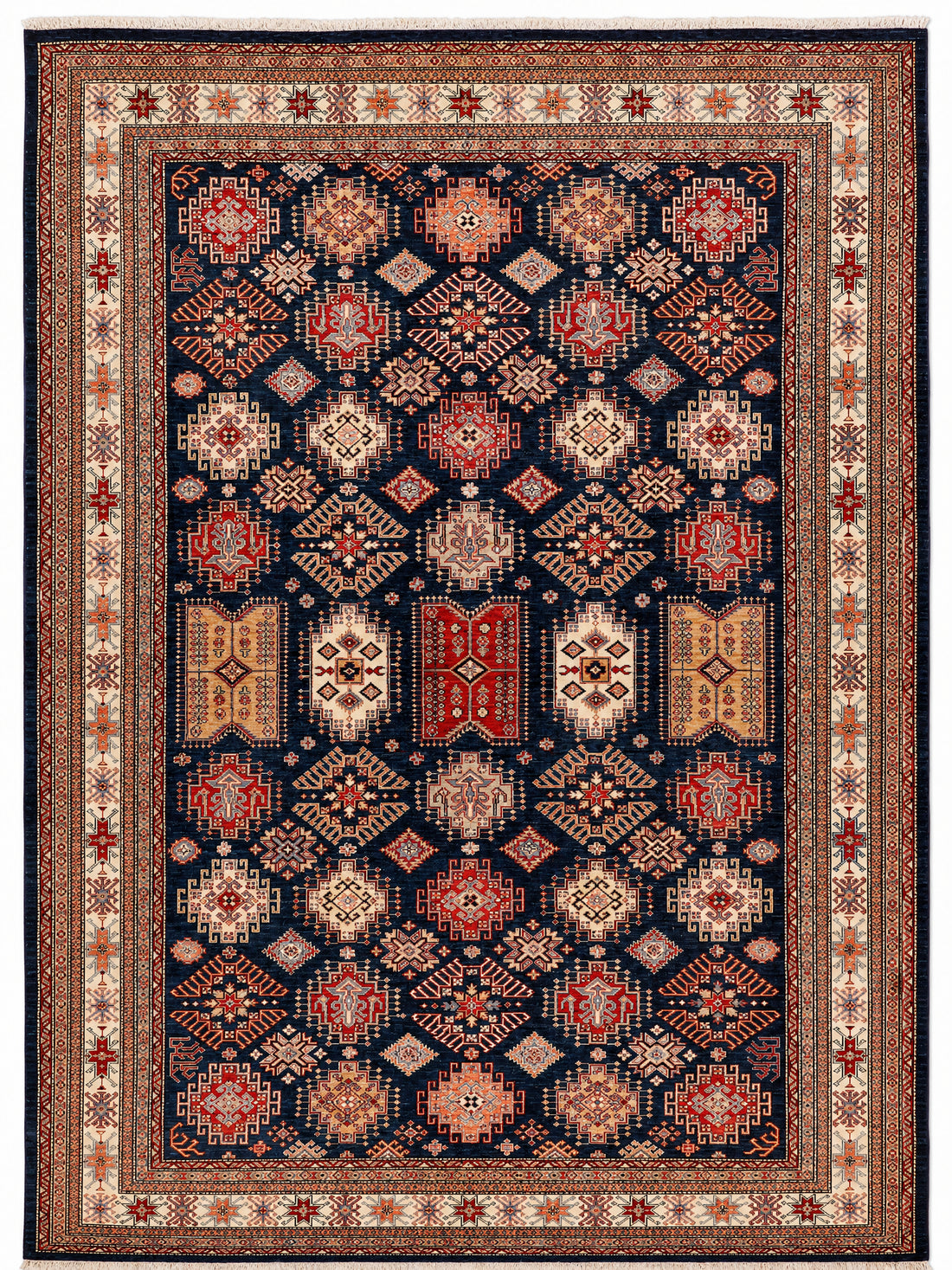 Kazak Astral hand-knotted wool rug, 9 × 12.5 ft
