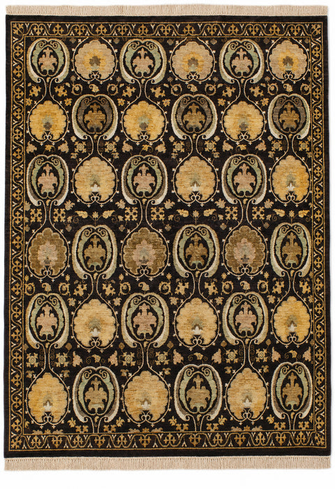 Khotan hand-knotted silk rug, 7.9 × 10.2 ft