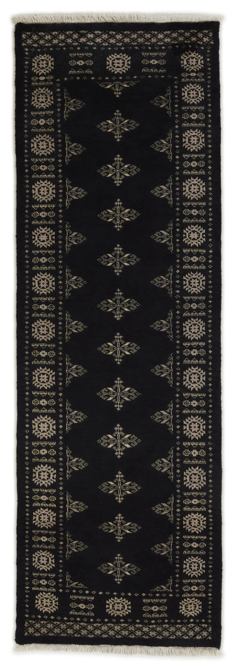 Bokhara Tekke three-ply hand-knotted wool runner, 2.6 × 7.8 ft