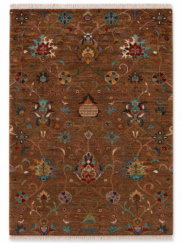 Agra Verse hand-knotted wool rug, 4 × 5.8 ft