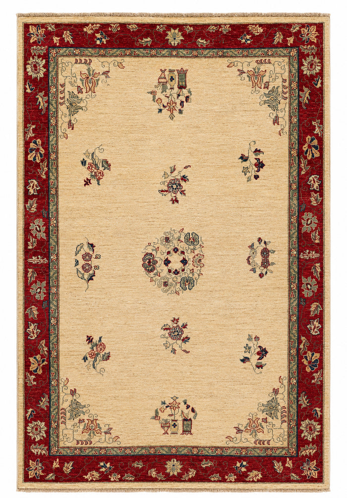 Agra Verse hand-knotted wool rug, 5.7 × 8.2 ft