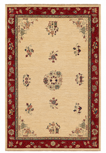 Agra Verse hand-knotted wool rug, 5.7 × 8.2 ft