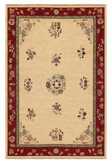Agra Verse hand-knotted wool rug, 5.7 × 8.2 ft