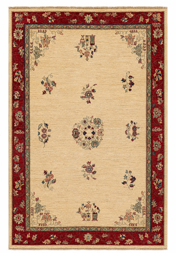 Agra Verse hand-knotted wool rug, 5.7 × 8.2 ft
