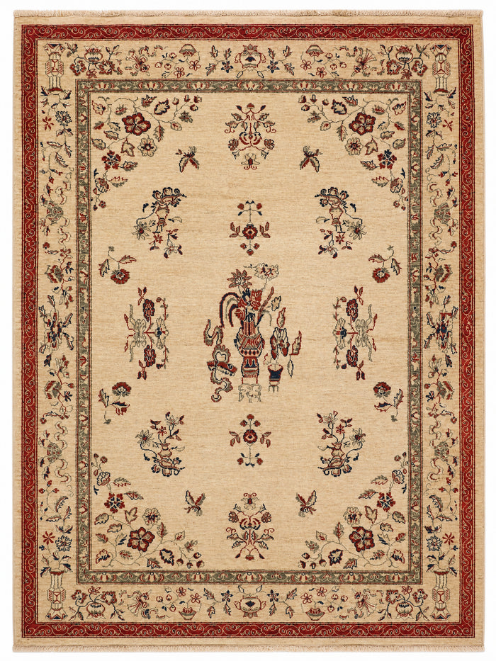 Agra Florin hand-knotted wool rug, 6.5 × 8 ft