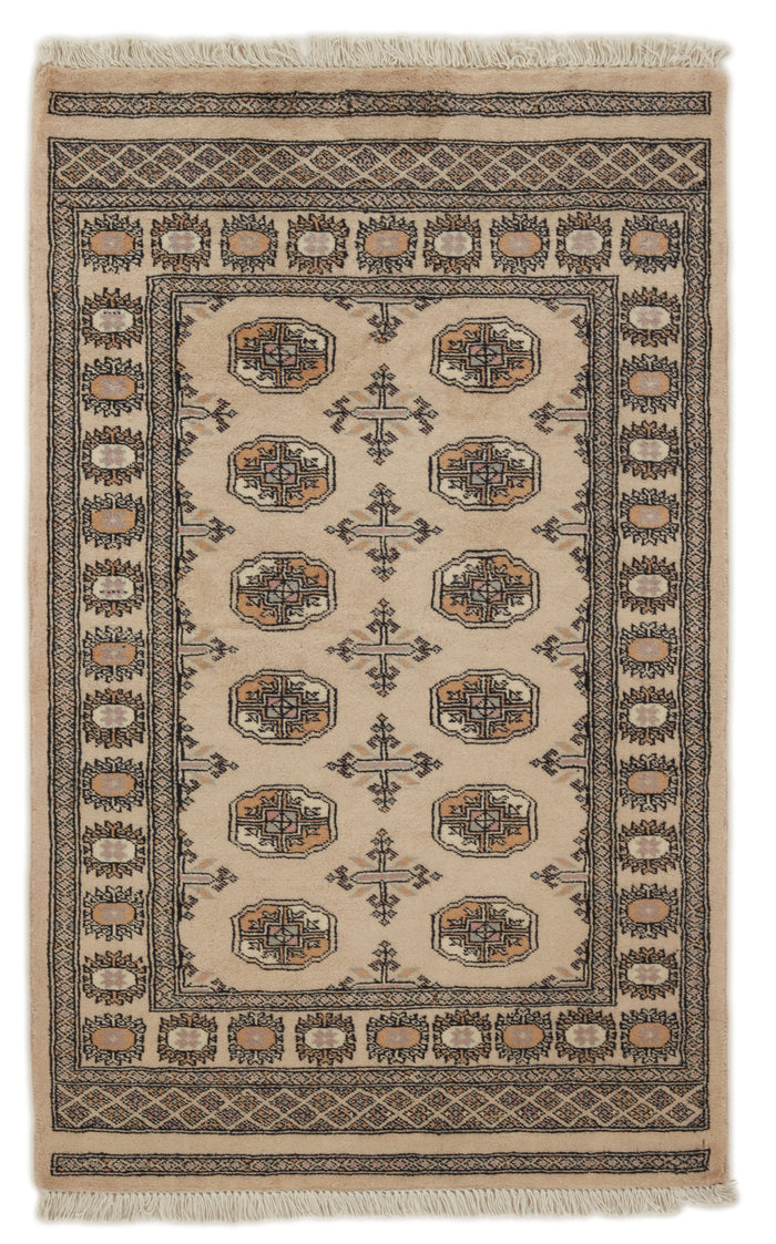 Bokhara Gul three-ply hand-knotted wool rug, 3.1 × 4.9 ft