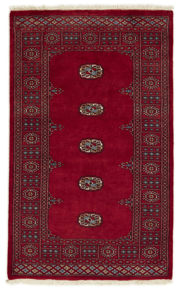 Bokhara Gul three-ply hand-knotted wool rug, 3.1 × 5.2 ft