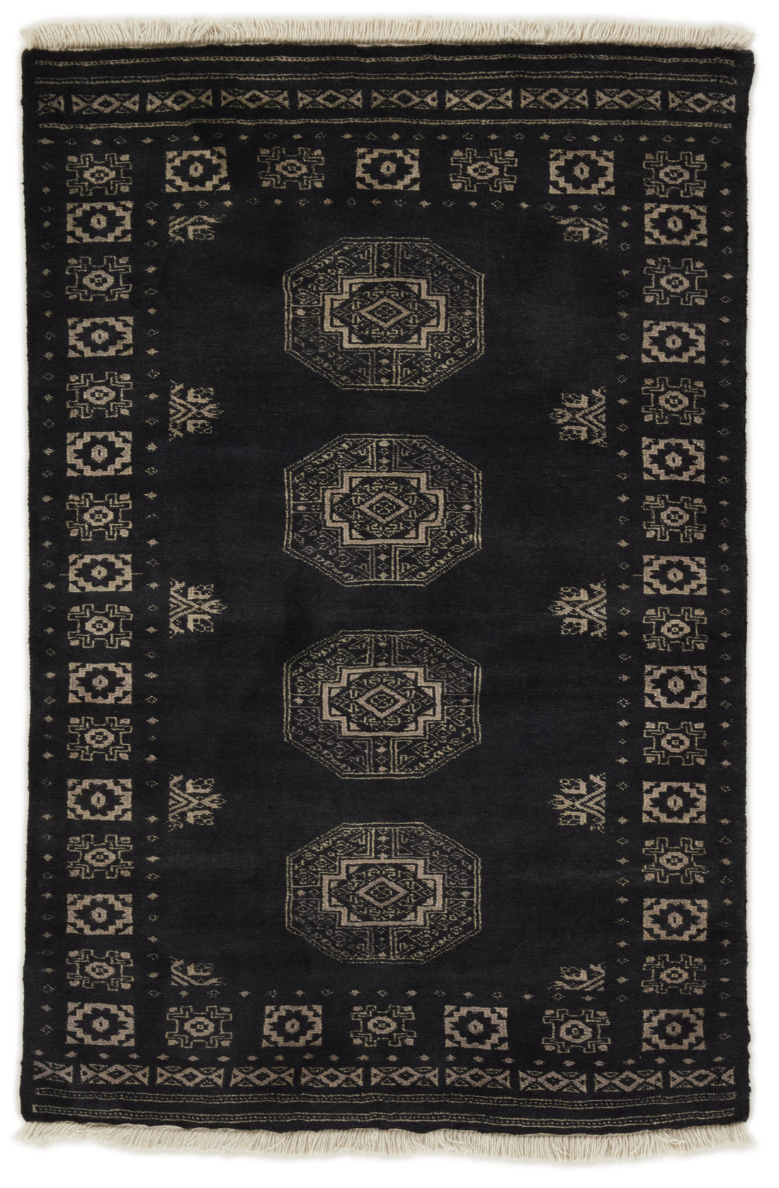Bokhara Filpa three-ply hand-knotted wool rug, 3.3 × 5 ft