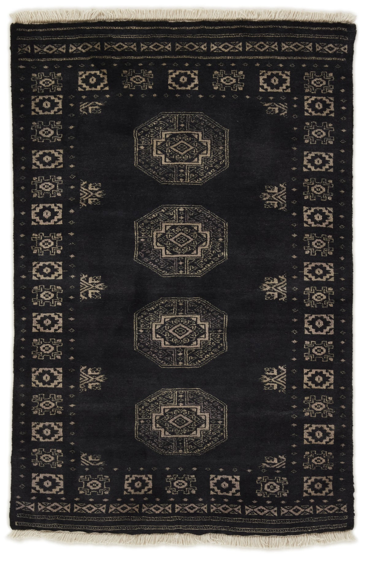 Bokhara Filpa three-ply hand-knotted wool rug, 3.3 × 5 ft