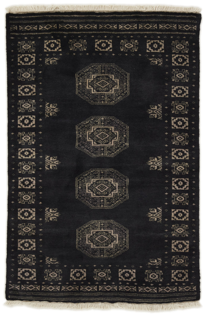 Bokhara Filpa three-ply hand-knotted wool rug, 3.3 × 5 ft