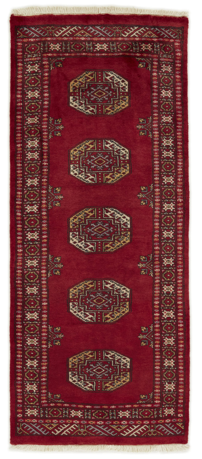 Bokhara Filpa three-ply hand-knotted wool runner, 2.7 × 6.5 ft