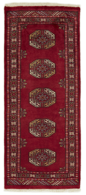 Bokhara Filpa three-ply hand-knotted wool runner, 2.7 × 6.5 ft