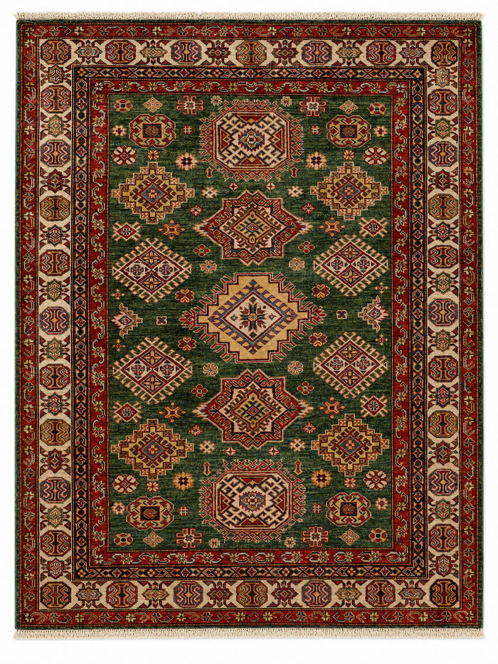 Kazak Astral hand-knotted wool rug, 5 × 6.5 ft