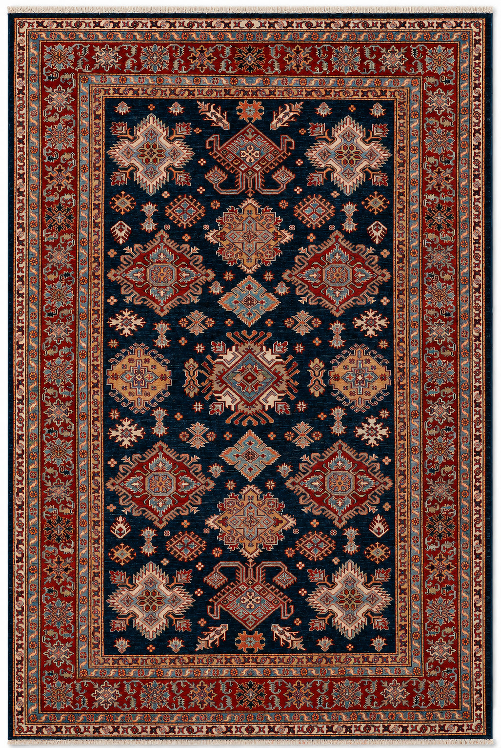 Kazak Astral hand-knotted wool rug, 5.9 × 8.7 ft