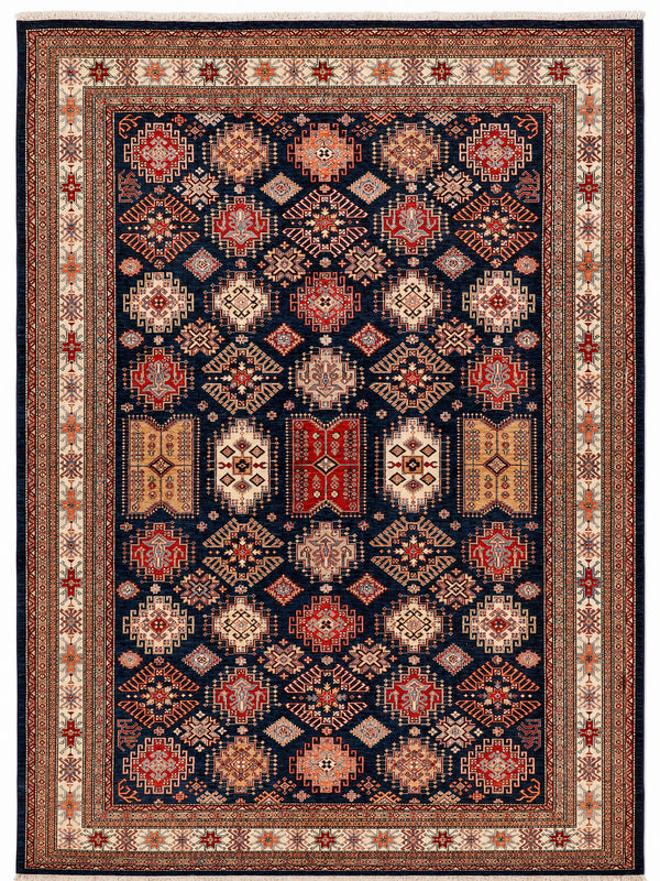 Kazak Astral hand-knotted wool rug, 9 × 12.5 ft