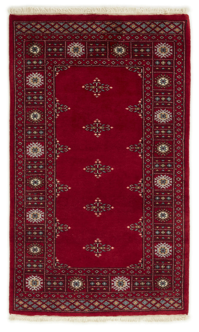 Bokhara Tekke three-ply hand-knotted wool rug, 3 × 5.1 ft
