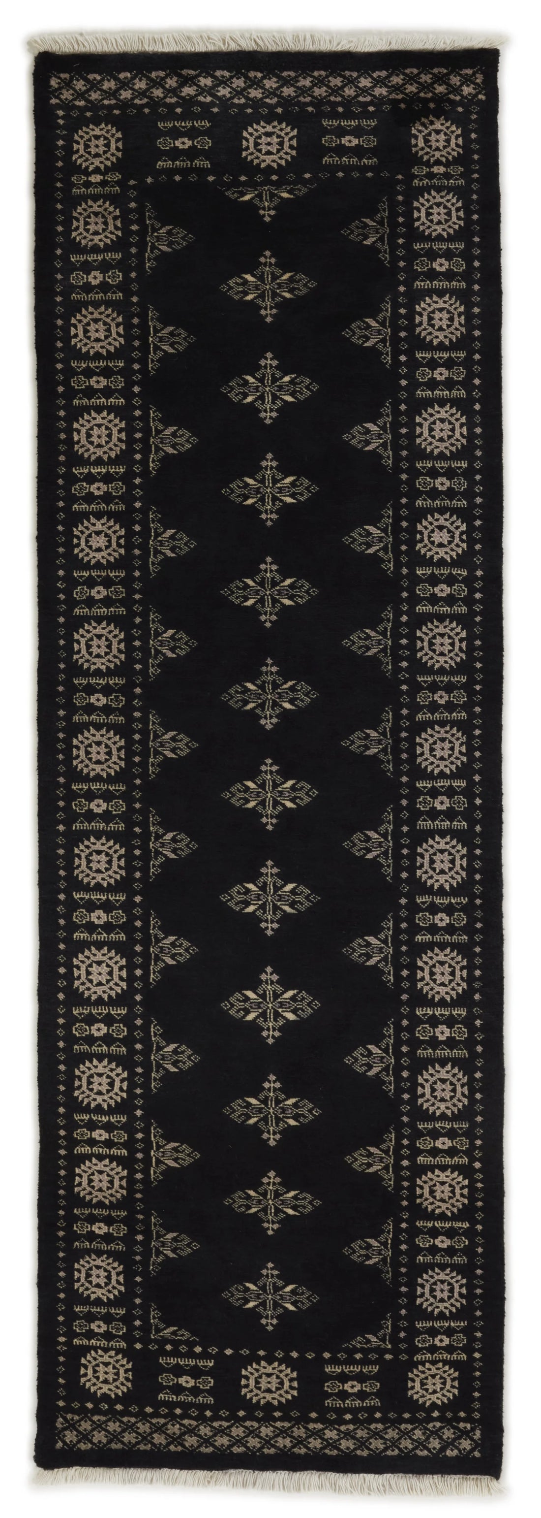 Bokhara Tekke three-ply hand-knotted wool runner, 2.6 × 7.8 ft